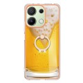For Xiaomi Redmi Note 13 4G Global Electroplating Dual-side IMD Phone Case with Ring Holder(Draft Be