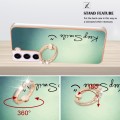 For Samsung Galaxy S23 5G Electroplating Dual-side IMD Phone Case with Ring Holder(Smile)