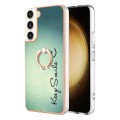 For Samsung Galaxy S22+ 5G Electroplating Dual-side IMD Phone Case with Ring Holder(Smile)