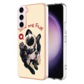 For Samsung Galaxy S22 5G Electroplating Dual-side IMD Phone Case with Ring Holder(Lucky Dog)