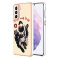 For Samsung Galaxy S21+ 5G Electroplating Dual-side IMD Phone Case with Ring Holder(Lucky Dog)