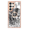 For Samsung Galaxy S24 Ultra 5G Electroplating Dual-side IMD Phone Case with Ring Holder(Totem Eleph