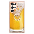 For Samsung Galaxy S24 Ultra 5G Electroplating Dual-side IMD Phone Case with Ring Holder(Draft Beer)