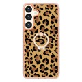 For Samsung Galaxy S24+ 5G Electroplating Dual-side IMD Phone Case with Ring Holder(Leopard Print)