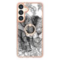 For Samsung Galaxy S24+ 5G Electroplating Dual-side IMD Phone Case with Ring Holder(Totem Elephant)