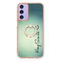 For Samsung Galaxy A15 5G Electroplating Dual-side IMD Phone Case with Ring Holder(Smile)