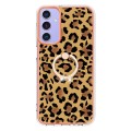 For Samsung Galaxy A15 5G Electroplating Dual-side IMD Phone Case with Ring Holder(Leopard Print)