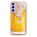 For Samsung Galaxy A15 5G Electroplating Dual-side IMD Phone Case with Ring Holder(Draft Beer)
