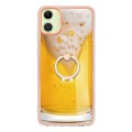 For Samsung Galaxy A05 Electroplating Dual-side IMD Phone Case with Ring Holder(Draft Beer)