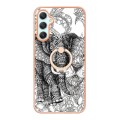 For Samsung Galaxy A25 5G Electroplating Dual-side IMD Phone Case with Ring Holder(Totem Elephant)
