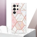 For Samsung Galaxy S24 Ultra 5G Electroplating Splicing Marble TPU Phone Case(Pink White)
