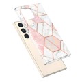 For Samsung Galaxy S24 Ultra 5G Electroplating Splicing Marble TPU Phone Case(Pink White)