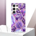 For Samsung Galaxy S24 Ultra 5G Electroplating Splicing Marble TPU Phone Case(Dark Purple)
