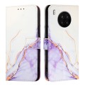For Honor 50 Lite / Huawei nova 8i PT003 Marble Pattern Flip Leather Phone Case(White Purple)