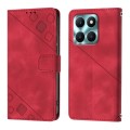 For Honor X6a Skin-feel Embossed Leather Phone Case(Red)