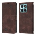 For Honor X6a Skin-feel Embossed Leather Phone Case(Brown)