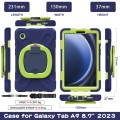 For Samsung Galaxy Tab A9 Silicone Hybrid PC Tablet Case with Holder & Shoulder Strap(Navy Blue Oliv