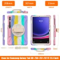 For Samsung Galaxy Tab S9+ / S8+ Rotary Handle Grab TPU + PC Tablet Case(Colorful Pink)