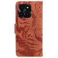 For Honor X6a Tiger Embossing Pattern Flip Leather Phone Case(Brown)