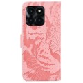 For Honor X6a Tiger Embossing Pattern Flip Leather Phone Case(Pink)