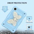 For Samsung Galaxy Tab A9 Butterfly Kickstand Heavy Duty Hard Rugged Tablet Case(Beige+Ice Blue)