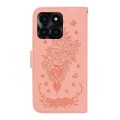 For Honor X6a Butterfly Rose Embossed Leather Phone Case(Pink)