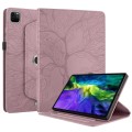 For iPad Pro 12.9 2022 / 2021 / 2020 Tree Life Embossed Rotation Leather Smart Tablet Case(Rose Gold