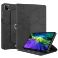 For iPad Pro 12.9 2022 / 2021 / 2020 Tree Life Embossed Rotation Leather Smart Tablet Case(Black)