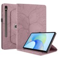 For Samsung Galaxy Tab S9 FE / S9 X510 Tree Life Embossed Rotation Leather Smart Tablet Case(Rose Go