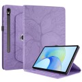 For Samsung Galaxy Tab S9 FE / S9 X510 Tree Life Embossed Rotation Leather Smart Tablet Case(Purple)