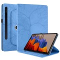 For Samsung Galaxy Tab S9 / S7 / S8 Tree Life Embossed Rotation Leather Tablet Case(Blue)