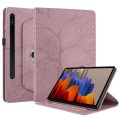 For Samsung Galaxy Tab S9+ / S8+ / S7+ Tree Life Embossed Rotation Leather Tablet Case(Rose Gold)