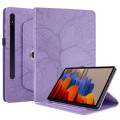 For Samsung Galaxy Tab S9+ / S8+ / S7+ Tree Life Embossed Rotation Leather Tablet Case(Purple)