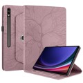 For Samsung Galaxy Tab S9 Ultra/S8 Ultra Tree Life Embossed Rotation Leather Tablet Case(Rose Gold)
