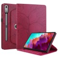 For Lenovo Tab P12 / Xiaoxin Pad Pro 12.7 Tree Life Embossed Rotation Leather Tablet Case(Red)