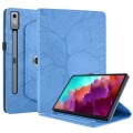 For Lenovo Tab P12 / Xiaoxin Pad Pro 12.7 Tree Life Embossed Rotation Leather Tablet Case(Blue)