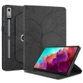 For Lenovo Tab P12 / Xiaoxin Pad Pro 12.7 Tree Life Embossed Rotation Leather Tablet Case(Black)