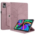 For Lenovo Tab M11 / Xiaoxin Pad 11 2024 Tree Life Embossed Rotation Leather Tablet Case(Rose Gold)