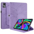 For Lenovo Tab M11 / Xiaoxin Pad 11 2024 Tree Life Embossed Rotation Leather Tablet Case(Purple)
