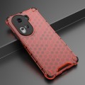 For OPPO Reno11 Global Honeycomb Shockproof Phone Case(Red)