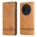 For OPPO A3 Pro 5G AZNS Magnetic Calf Texture Flip Leather Phone Case(Light Brown)