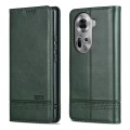 For OPPO Reno11 Global AZNS Magnetic Calf Texture Flip Leather Phone Case(Dark Green)