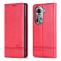 For OPPO Reno11 Global AZNS Magnetic Calf Texture Flip Leather Phone Case(Red)