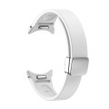 For Samsung Galaxy Watch 6 Magnetic Folding Silver Buckle Silicone Watch Band(White)