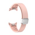 For Samsung Galaxy Watch 6 Magnetic Folding Silver Buckle Silicone Watch Band(Pink)