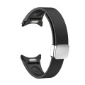 For Samsung Galaxy Watch 6 Magnetic Folding Silver Buckle Silicone Watch Band(Black)
