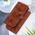 For Google Pixel 8a Lily Embossed Leather Phone Case(Brown)