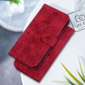 For Google Pixel 8a Lily Embossed Leather Phone Case(Red)