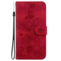 For Google Pixel 8a Lily Embossed Leather Phone Case(Red)