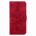 For Infinix Smart 7 HD Lily Embossed Leather Phone Case(Red)